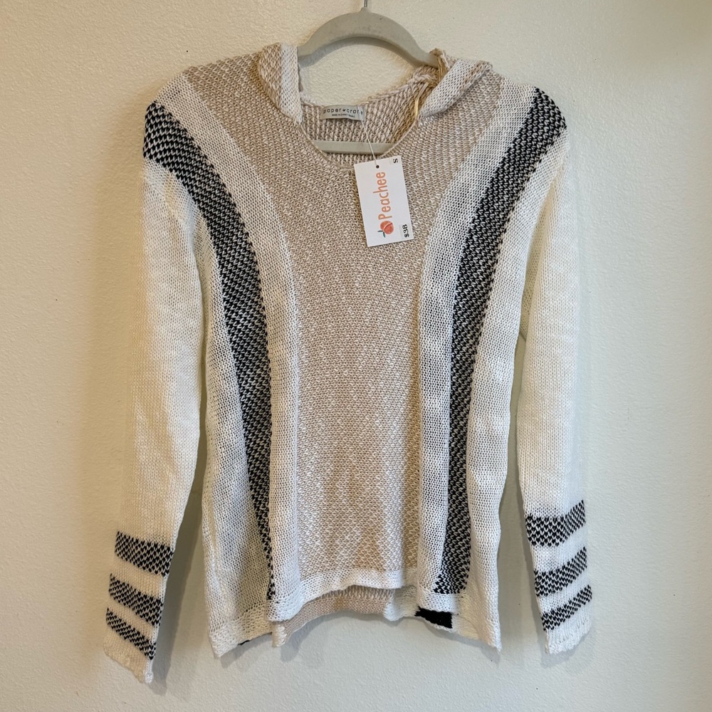 Paper Crane Beige and Black Cowl Neck Sweater